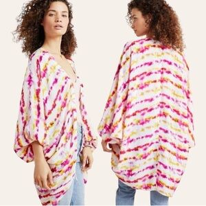 Anthropologie Tie Dye Kimono One Size Summer Beach Swim Cover Up Boho NWT